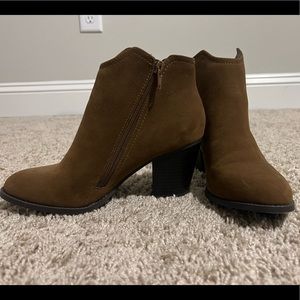 Brown suede booties size 7